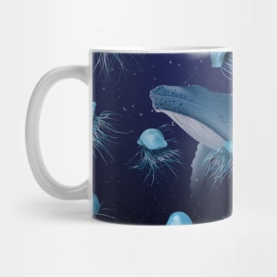 Jellyfish and blue whale Mug